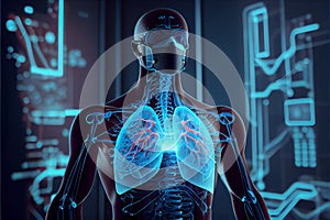 Hud interface, futuristic human body, hud biology element, Display set of virtual interface elements, digital Human, Human Virtual