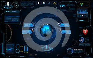 Hud interface global network connection tech innovation concept element template design