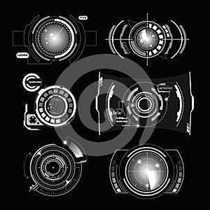 Hud Interface Radar Monochrome Set