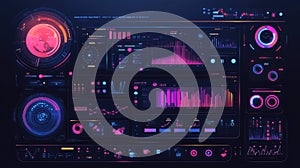 Hud interface showing data visualization with neon elements