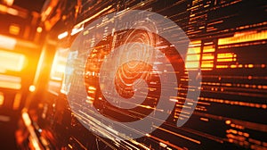 Hud interface showing digital data stream technology