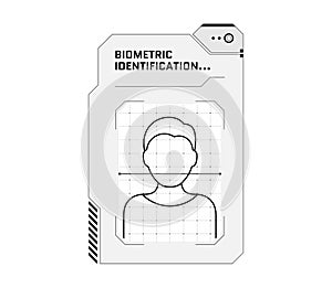 HUD person biometric scan and identification system concept. User recognition verification scanner and human identity