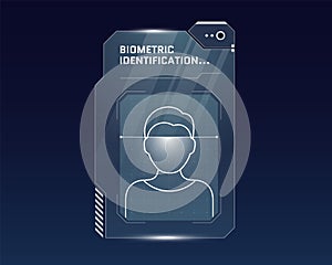 HUD person biometric scan and identification system concept. User recognition verification scanner and human identity