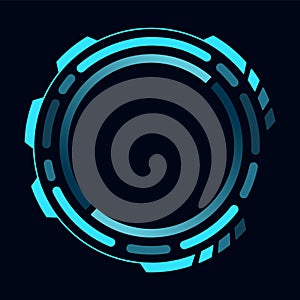 Hud round frame or border, sci fi circular neon element for digital ui game interface. Futuristic data UI display button