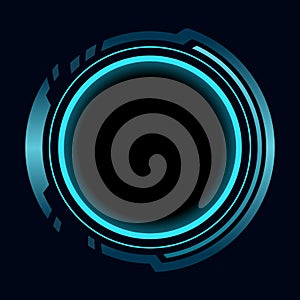 Hud round frame or border, sci fi circular neon element for digital ui game interface. Futuristic data UI display button