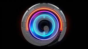 HUD round frames and borders, aim control and digital interface, button technology and future tech game, target borders and