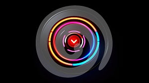 HUD round frames and borders, aim control and digital interface, button technology and future tech game, target borders and
