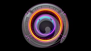 HUD round frames and borders, aim control and digital interface, button technology and future tech game, target borders and