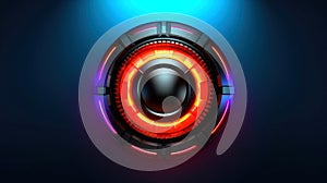 HUD round frames and borders, aim control and digital interface, button technology and future tech game, target borders and