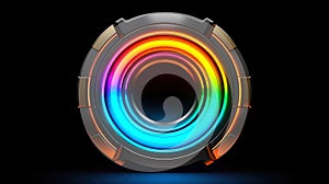 HUD round frames and borders, aim control and digital interface, button technology and future tech game, target borders and
