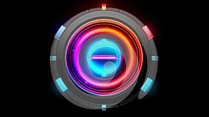 HUD round frames and borders, aim control and digital interface, button technology and future tech game, target borders and