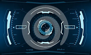 HUD sci-fi interface screen view blue geometric design virtual reality futuristic technology creative display vector