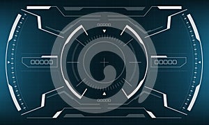 HUD sci-fi interface screen view white geometric on blue design virtual reality futuristic technology creative display vector