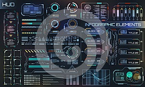 HUD UI for Business App. Futuristic User Interface HUD and Infographic Elements
