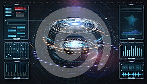 HUD,UI, GUI . Abstract virtual graphic touch user interface. Vector science abstract. Futuristic user interface with