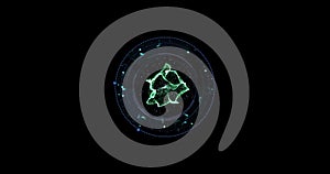 HUD user interface, sci-fi, future technology, dotted line and particle element on isolated black background. The target