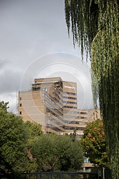 Huddersfield, West Yorkshire, UK, October 2013, a view of the Schwann Building at the University of Huddersfield