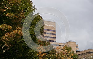 Huddersfield, West Yorkshire, UK, October 2013, a view of the Schwann Building at the University of Huddersfield