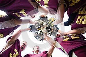 Huddle after victory at American Football Team