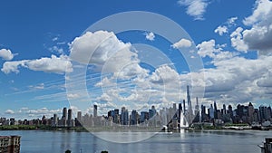 hudson river with Midtown Manhattan. Manhattan city metropolis in New York City. City life in New York. Skyscrapers