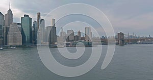 On the Hudson river, a panoramic view of the midtown Manhattan skyline