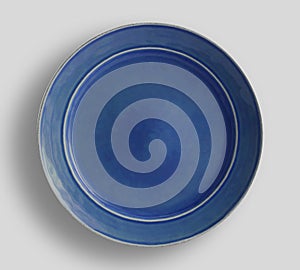 Hue Navy Blue Dinner Plate - Image, Blue shiny button,  design. - VectorDecorative paint on white background, top view - Ima photo