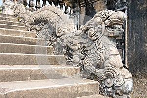 Dragon Statue at Imperial City(UNESCO World Heritage Site). a famous Historical site in Hue, Vietnam.