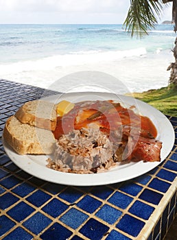 Huevos rancheros eggs with rice beans gallo pinto as seen in Cor