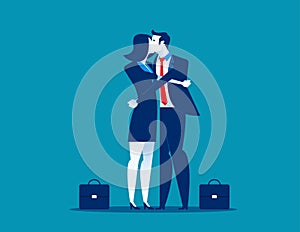 Hug. Businessman giving a hug. Men consolation friend. Concept business communication vector illustration