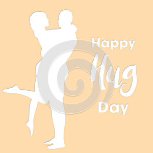 Hug day vector illustration with couple silhouette