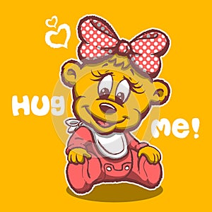 Hug me cute lovely baby bear character design illustration tee shirt graphic design