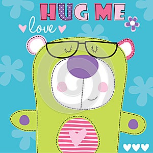 Hug me teddy bear vector illustration