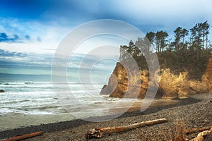 Hug Point on Oregon Coast