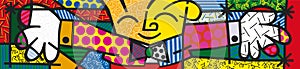 The Hug by Romero Britto vector rendering