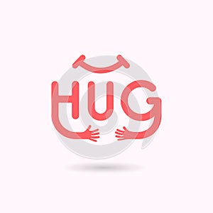 HUG typographical and Hand icon. Embrace or hug icons vector logo design. Hugs and Love yourself symbol. Love concept. Valentine`s photo