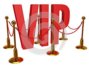 Huge 3d letters VIP and golden rope barrier