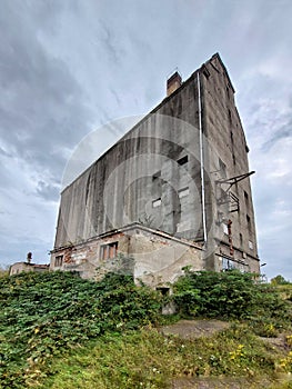 Huge abandoned silo made of concrete in Germany