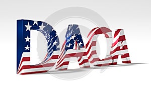 Huge abbreviation daca textured with the flag of the united stat