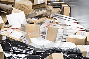 Huge amount of parcels on conveyor