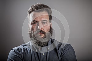 Huge beard portrait, mature adult Caucasian man