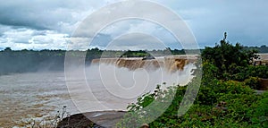 The huge beautiful Waterfall in rain