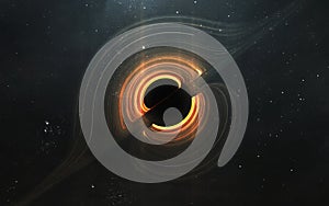 Huge black hole warps space. 5K realistic science fiction art. Elements of image provided by Nasa