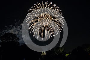 Huge blast of fireworks above the cathedral of cologne in German