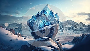 A huge blue dimond in the middle of a glacier