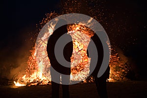 Huge bonfire with easter photo