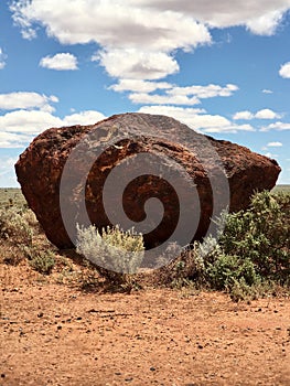 Huge boulder as Aboriginal artifice in the Australian outback