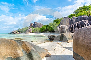 Huge boulders in Anse Source d\'Argent beach