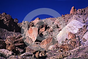 Huge boulders & mine tailings in western Colorado