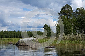 Huge boulders in northern Karelian lake