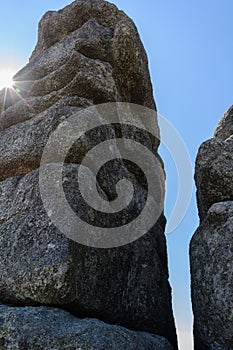Huge boulders with sun exposure